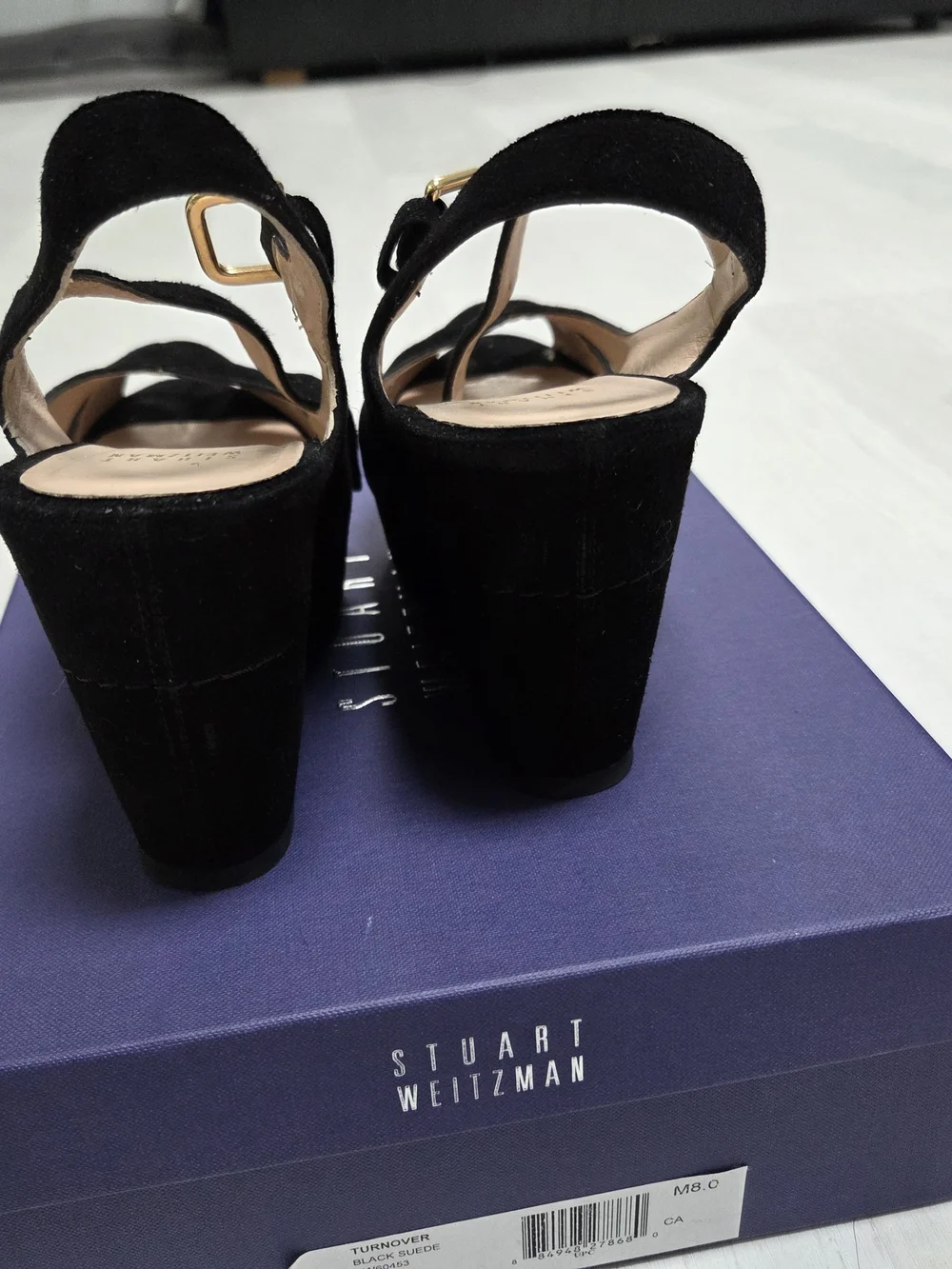 Stuart Weitzman Black Suede Slingback Heels